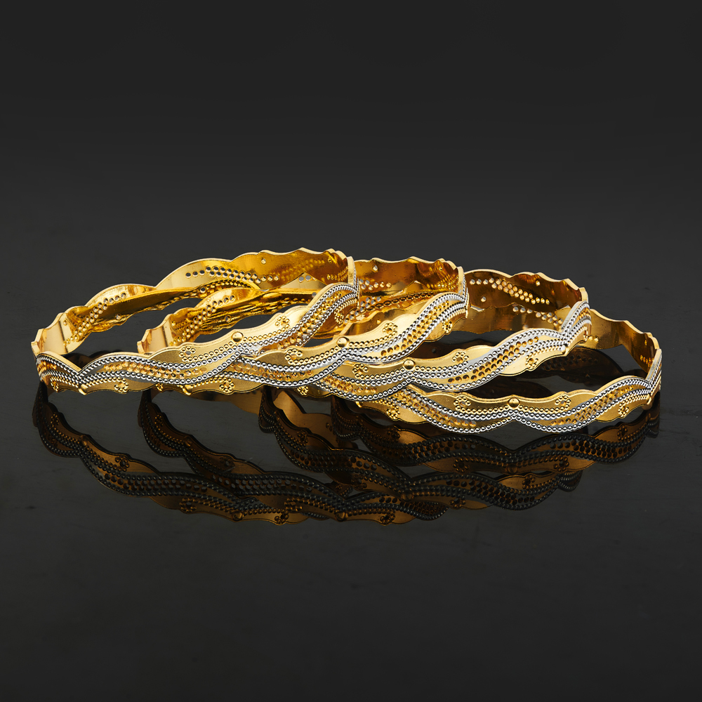 Anti-Tarnish 2-Tone Premium Gold Bangles Set of 4