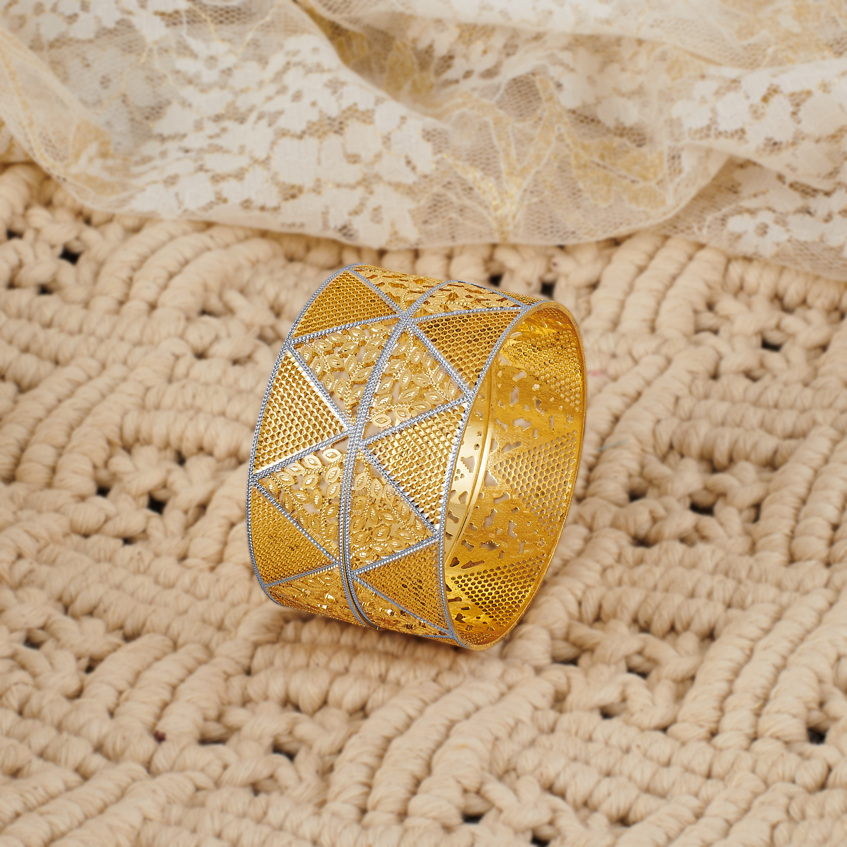 Premium 2-Tone Gold Plated Broad Patla Bangle