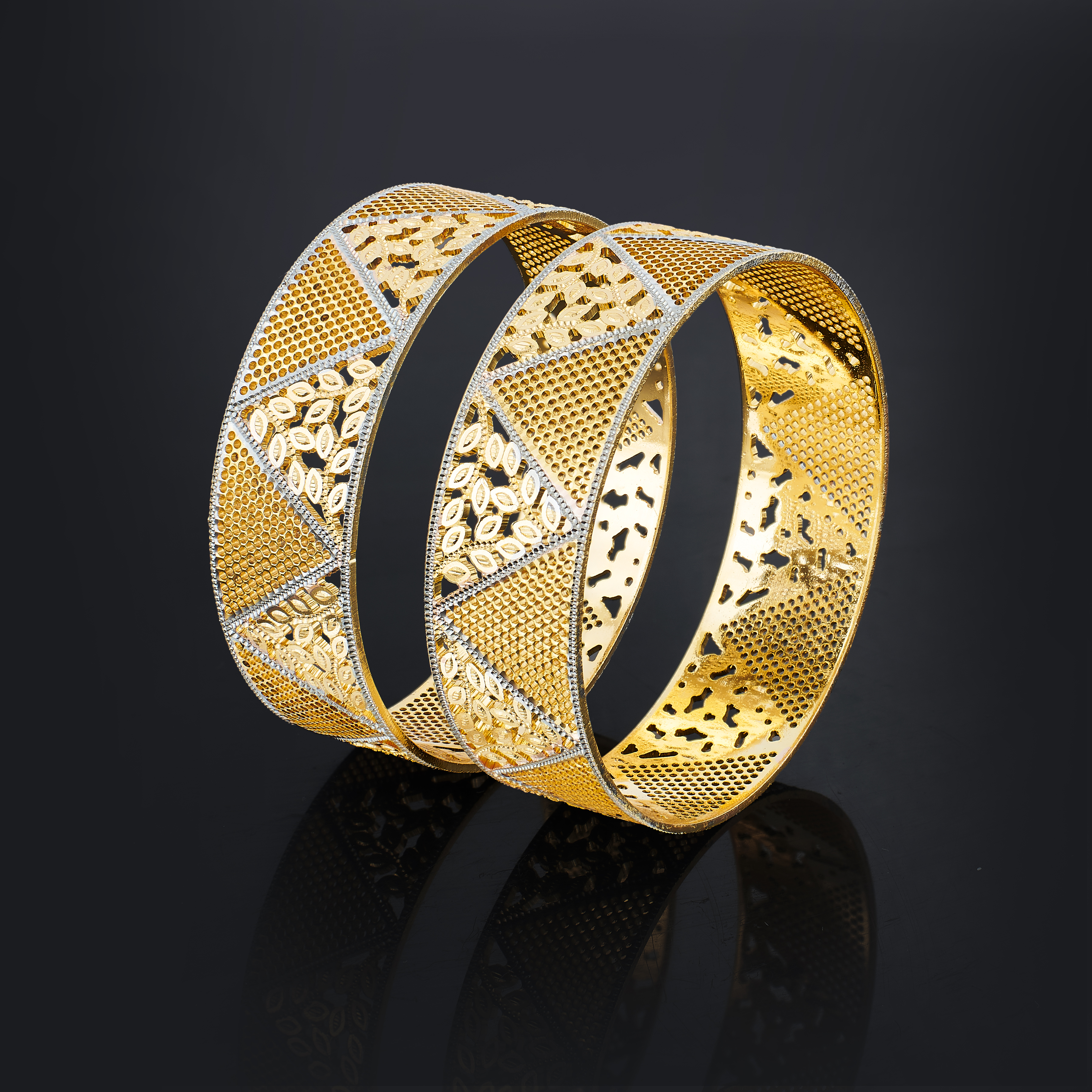 Premium 2-Tone Gold Plated Broad Patla Bangle