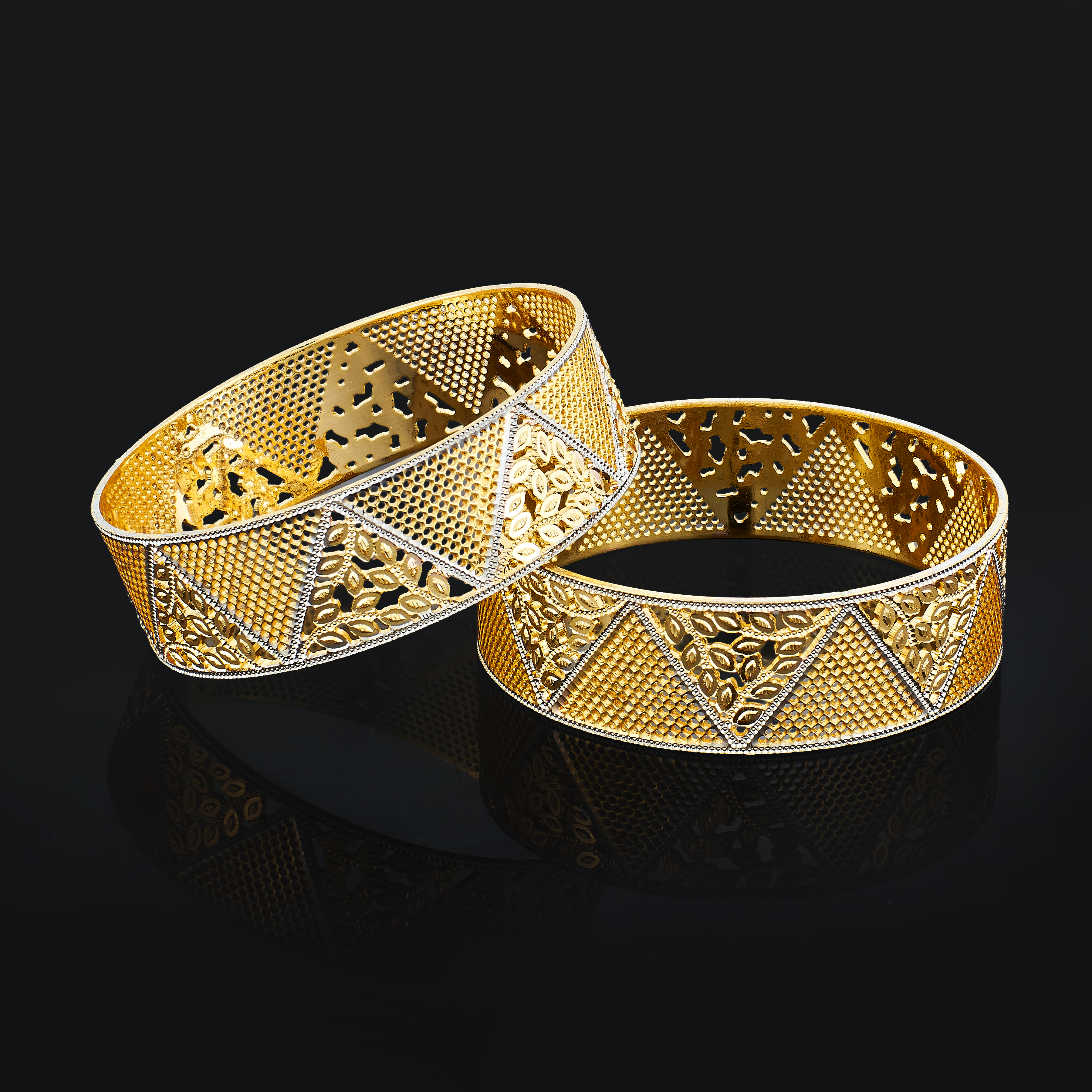 Premium 2-Tone Gold Plated Broad Patla Bangle