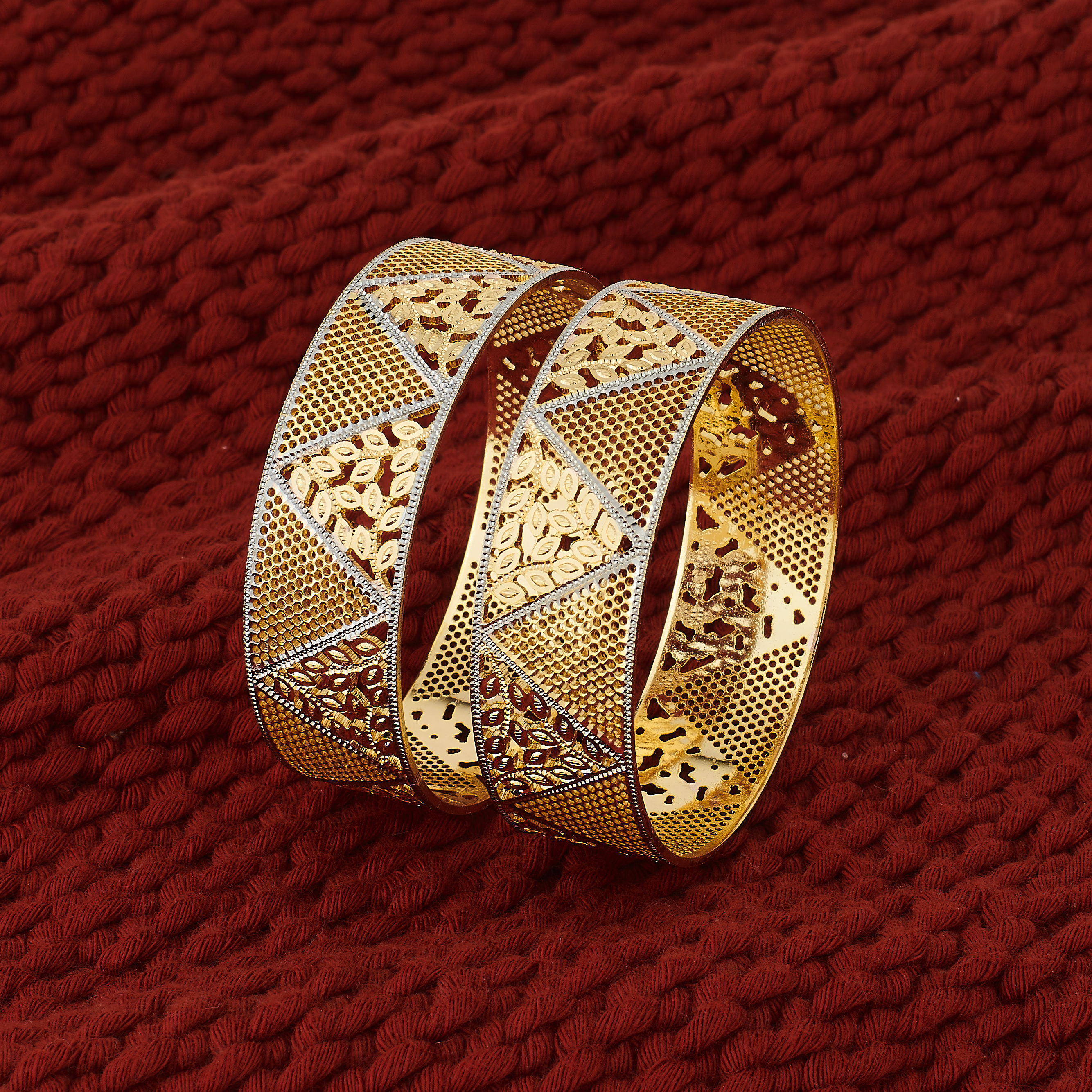 Premium 2-Tone Gold Plated Broad Patla Bangle