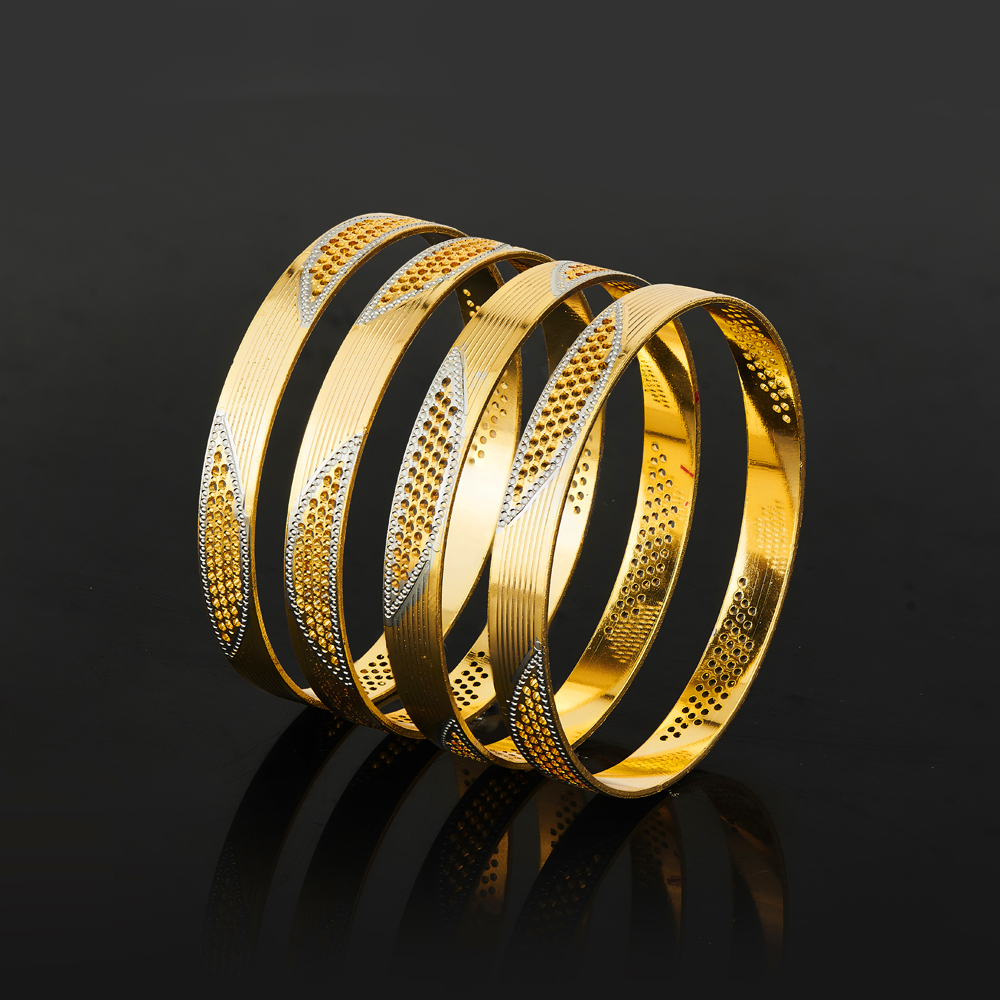 Luxe Sparkle Gold Finish 4pc Bangles - View 3