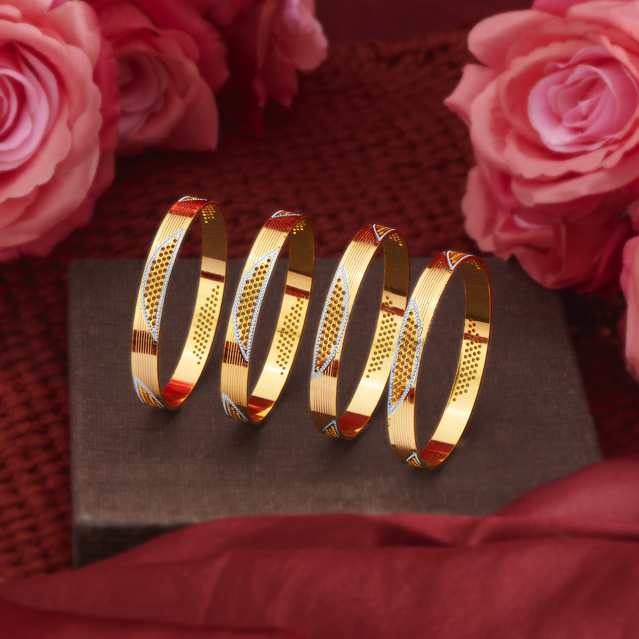 Luxe Sparkle Gold Finish 4pc Bangles - View 4