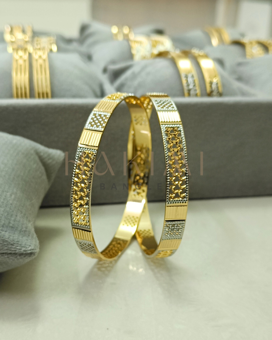 Elegant 2-Tone Gold Plated Bangles