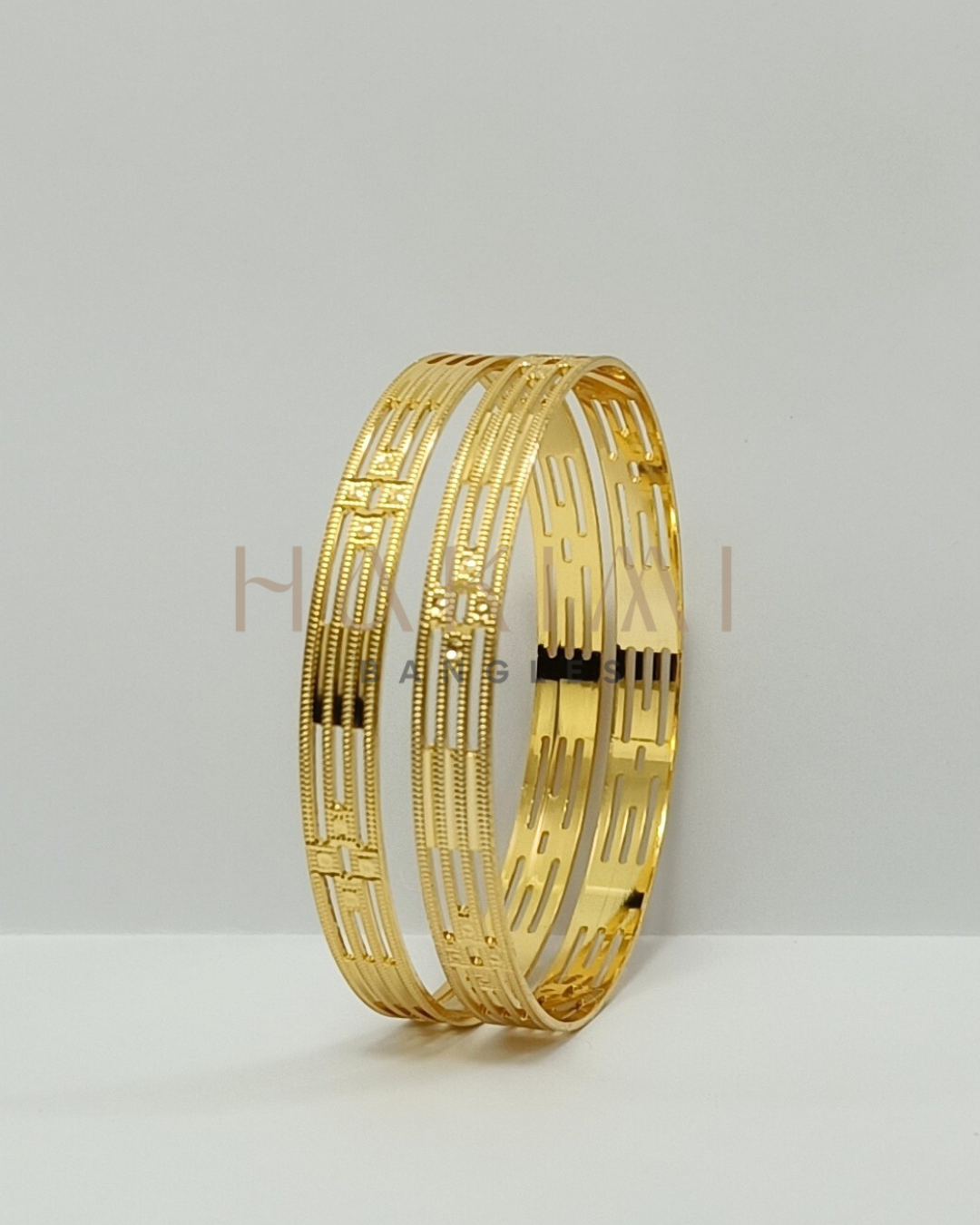 Dubai Style Lightweight 22k Gold Plated Bangles (S