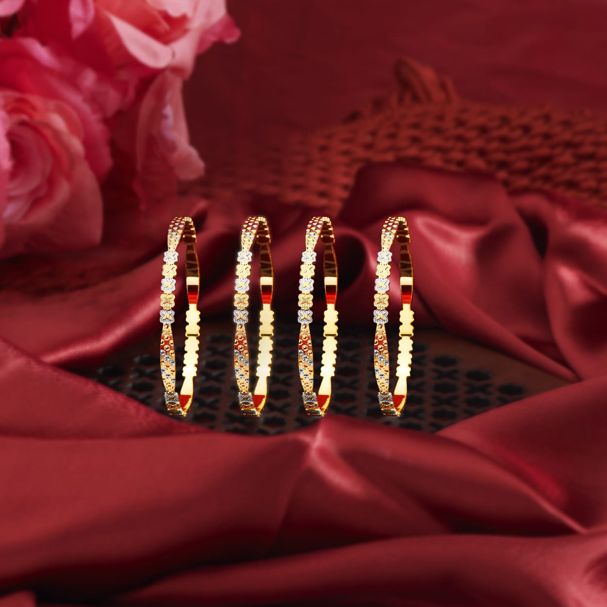 Two-Tone Flower-Cut Bangles