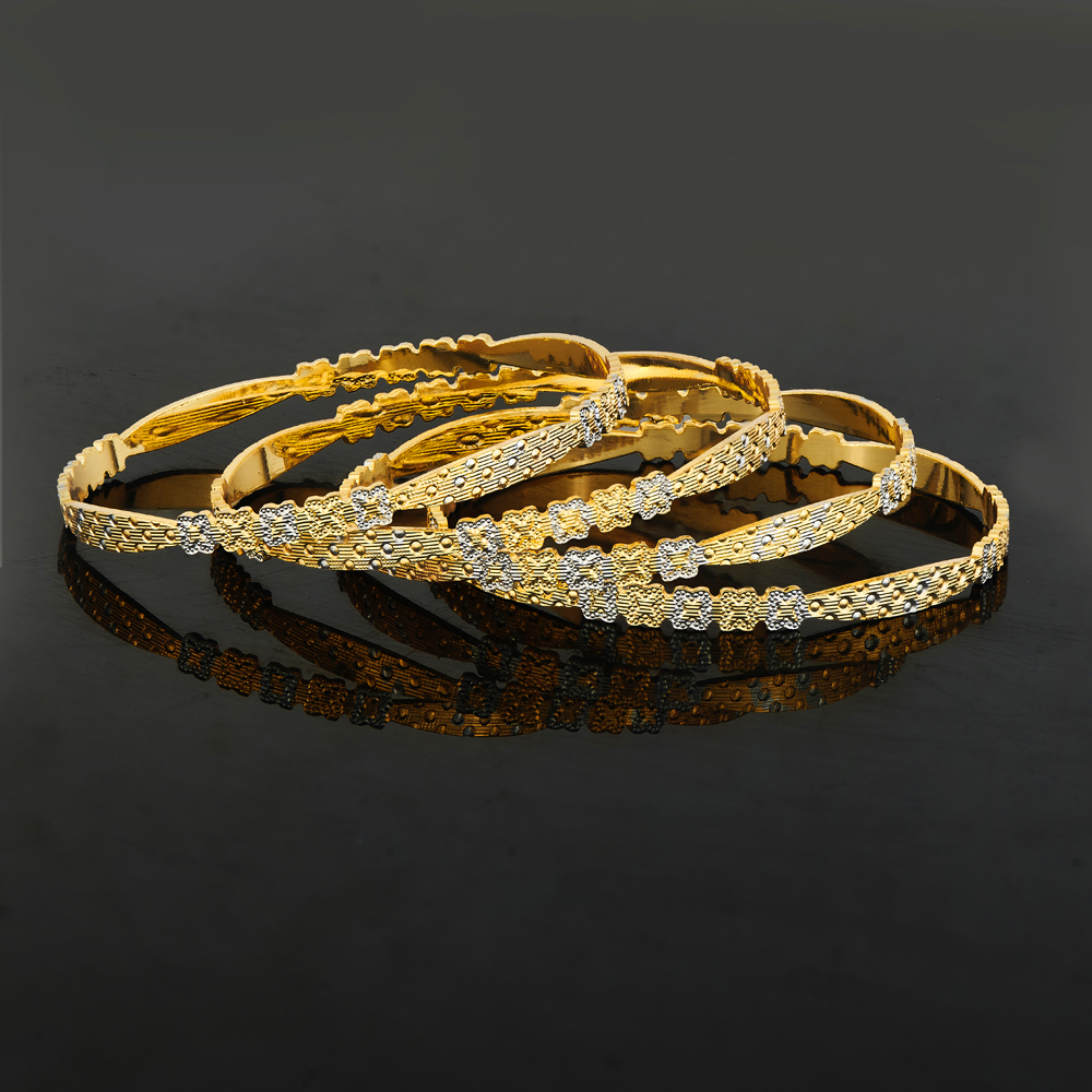 Two-Tone Flower-Cut Bangles alt