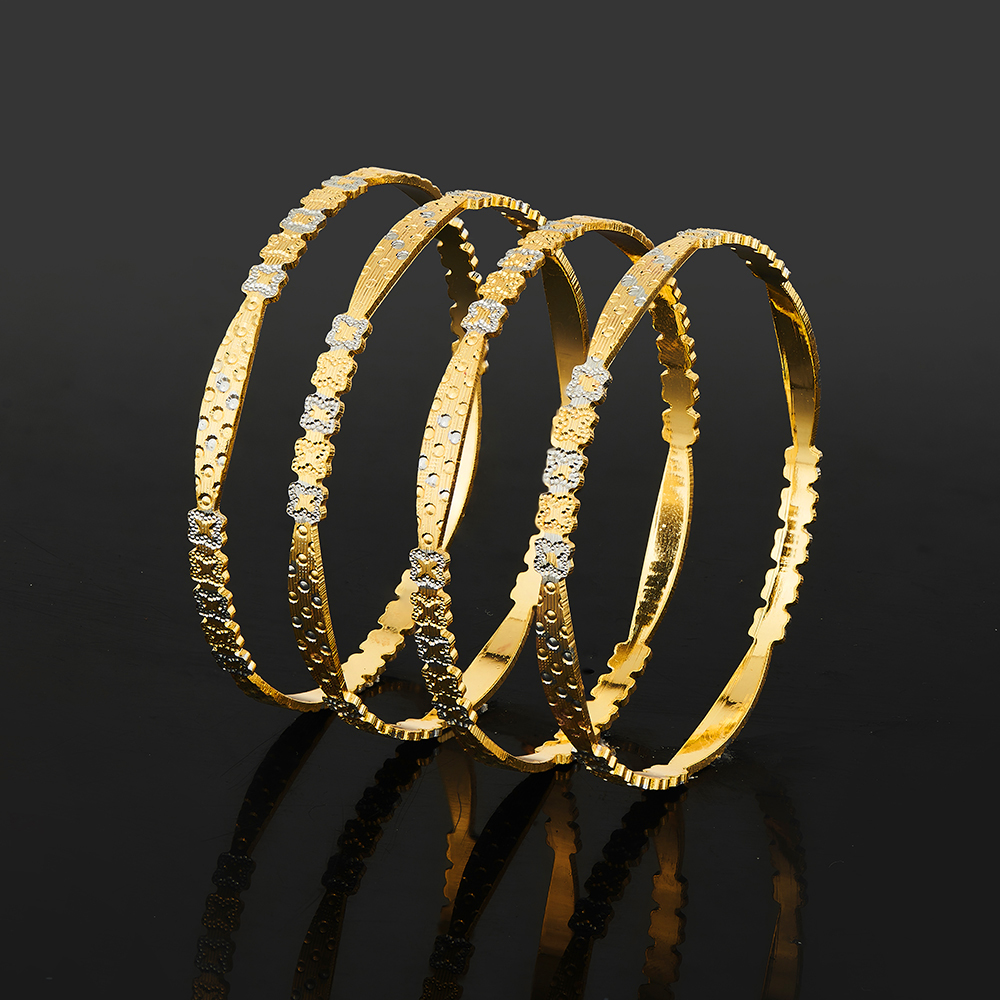 Two-Tone Flower-Cut Bangles - Image 3