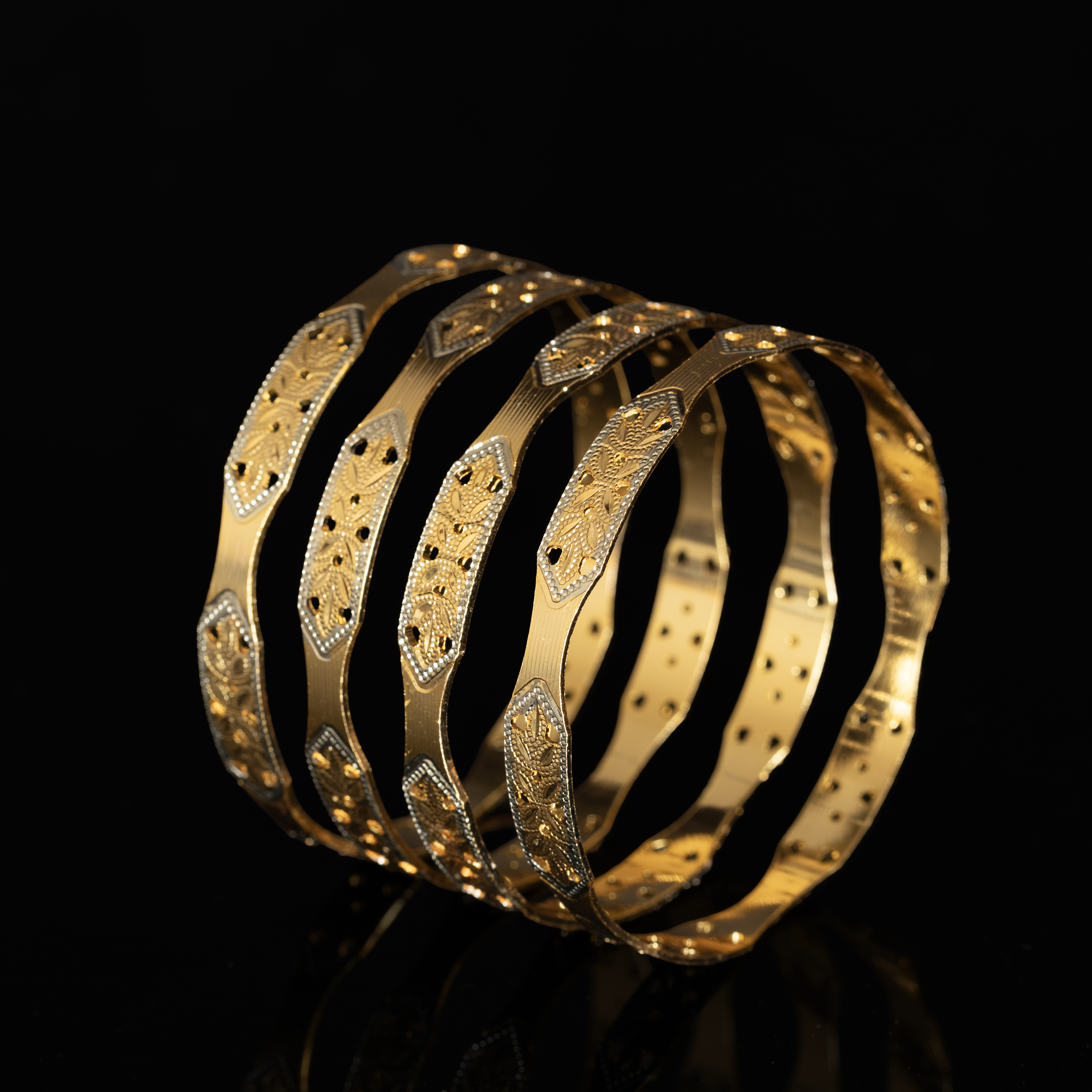 Long Lasting 4pc Daily Wear Micro Gold Bangles