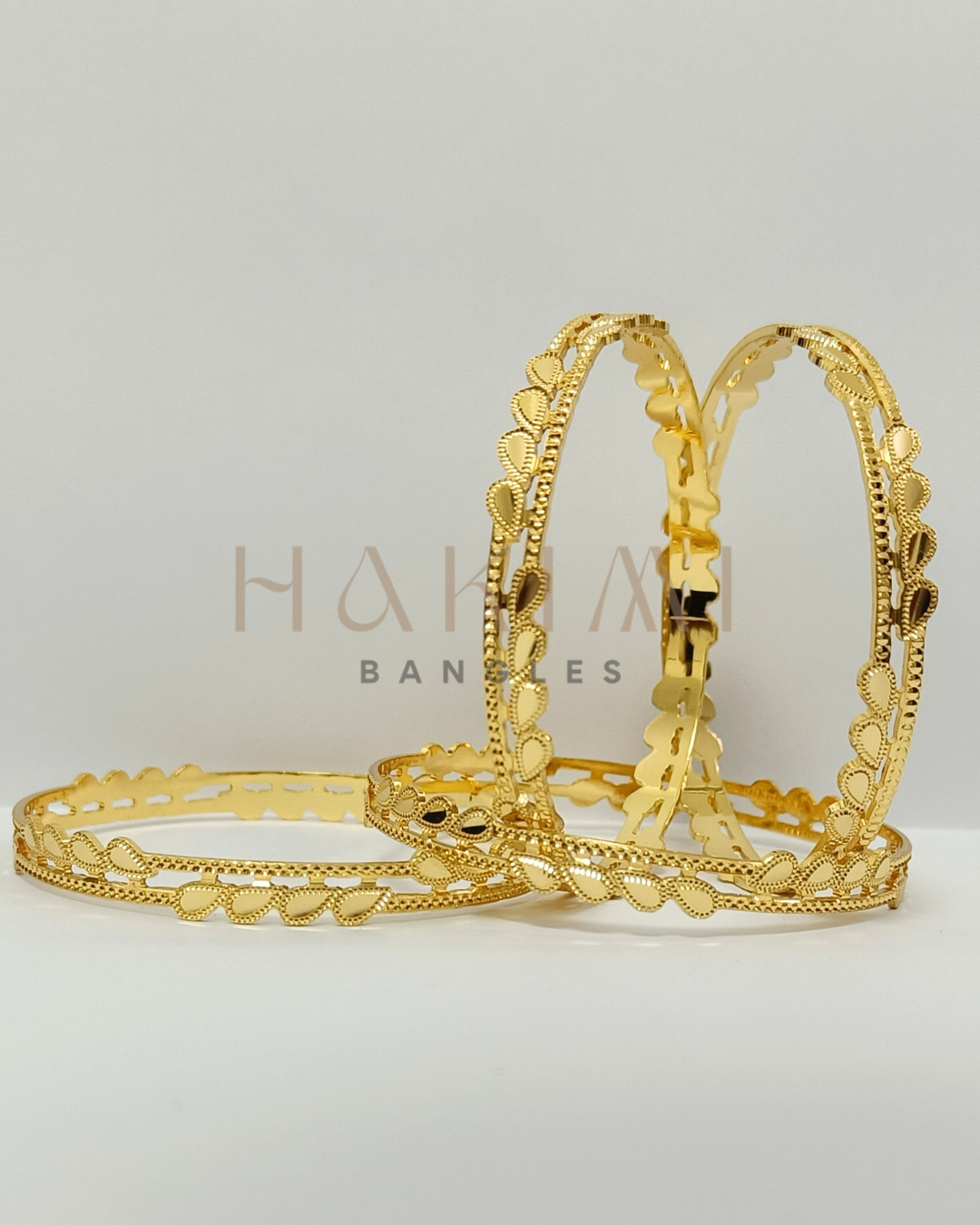 Heart-Shaped Cutwork Gold Bangles alt